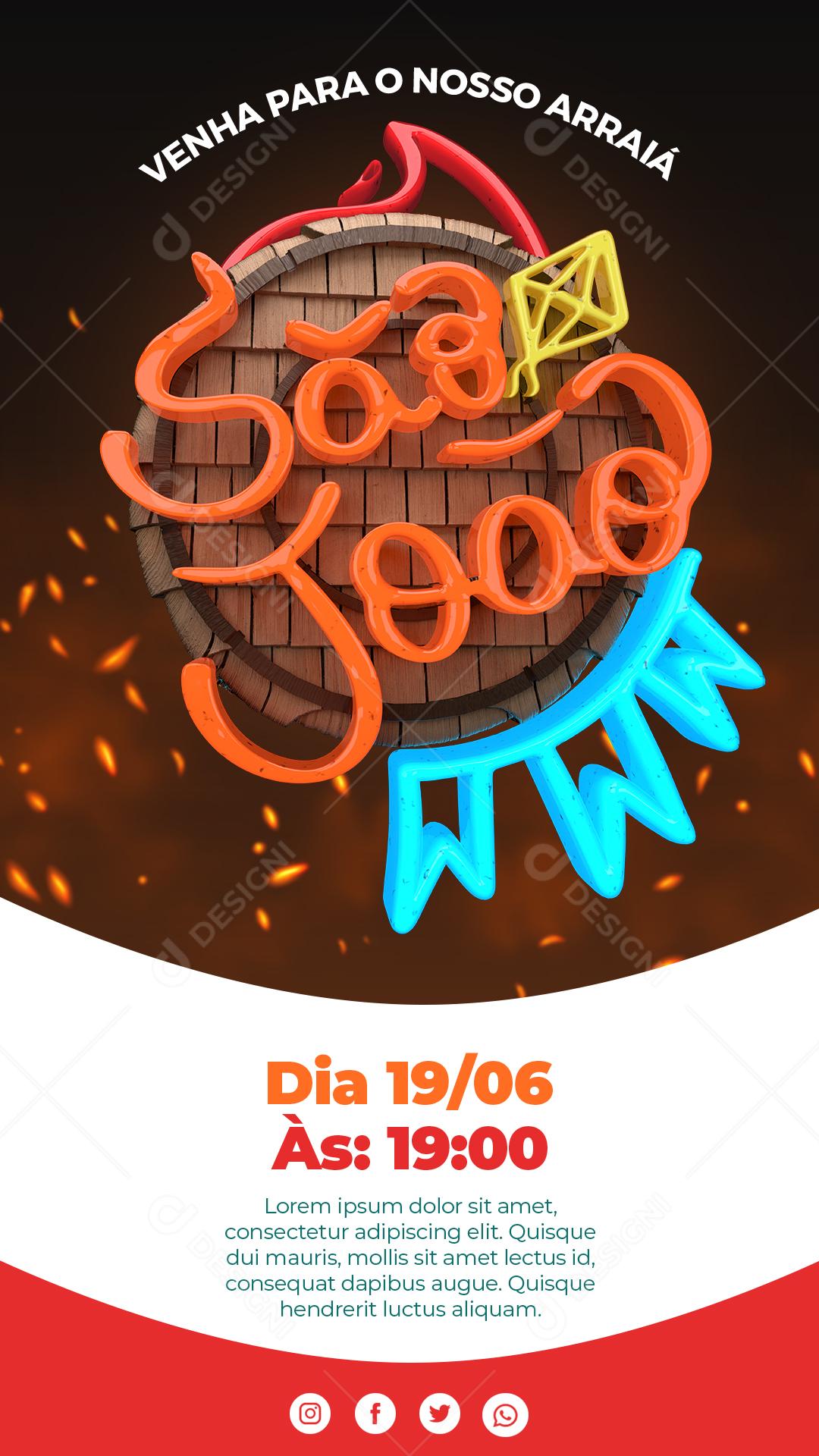 Social Media Story Venha Para Nosso Arraia São João PSD Editável