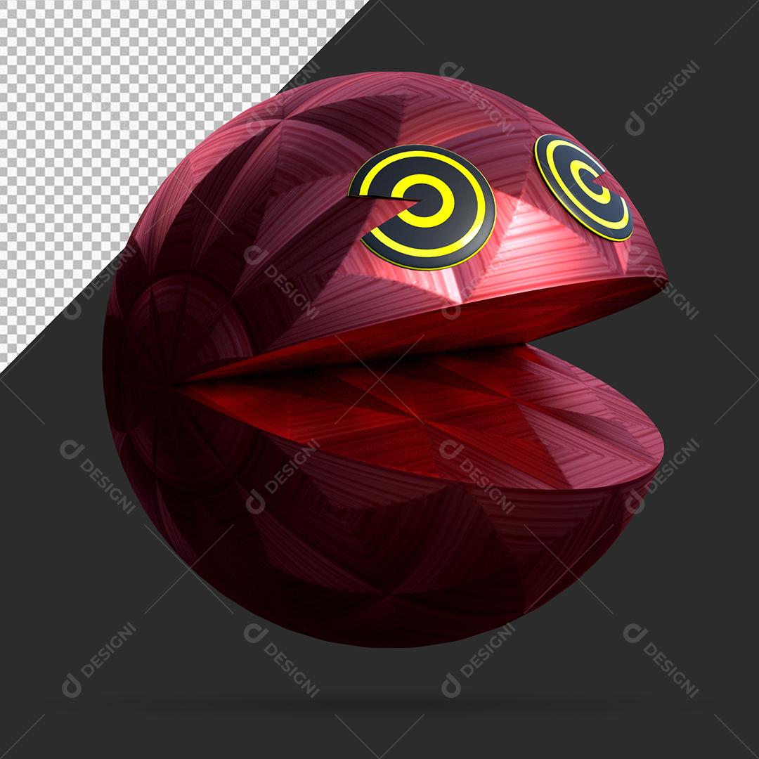 Pac Man Serrilhado Elemento 3D PSD