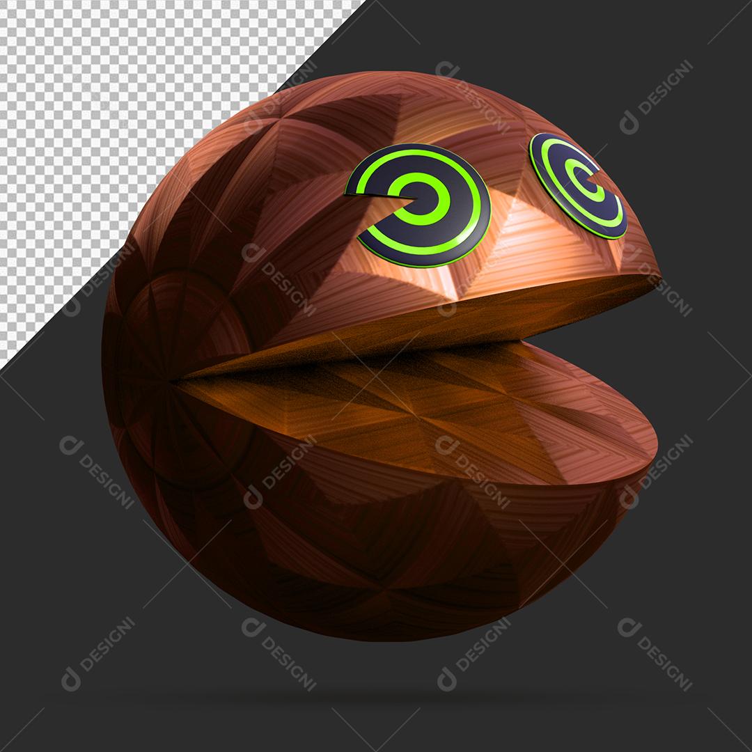 Pac Man Amarrom Elemento 3D PSD