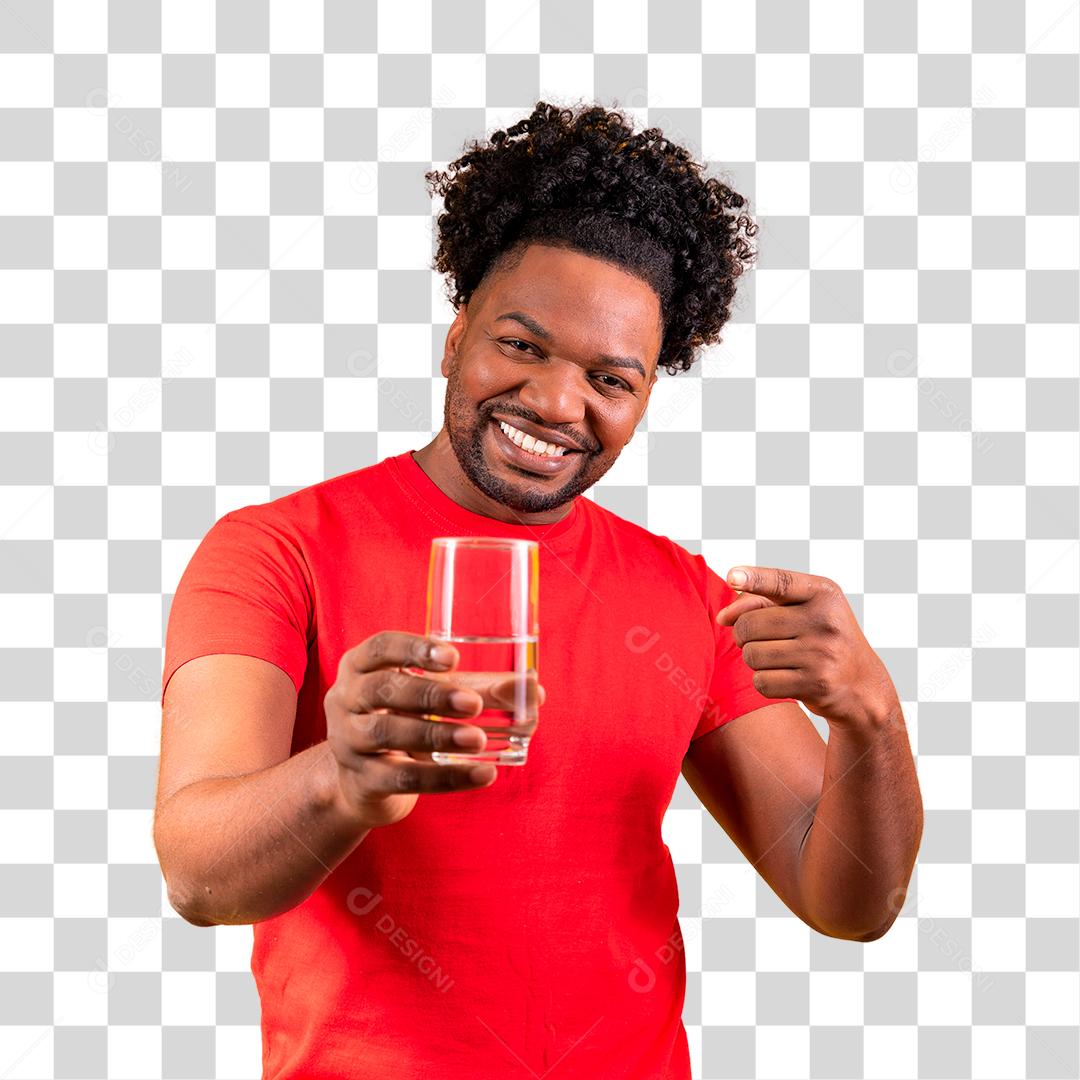 Homem afro bebendo copo de água