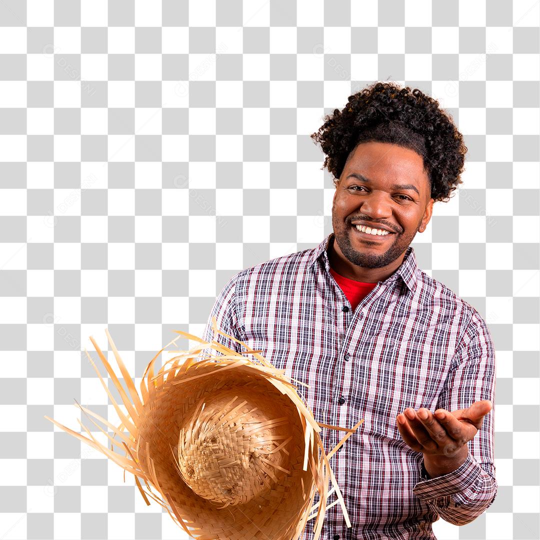 Homem afro vestido para a tradicional festa junina brasileira