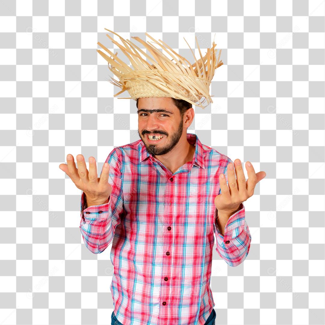 Homem brasileiro vestindo roupas típicas para Festa Junina