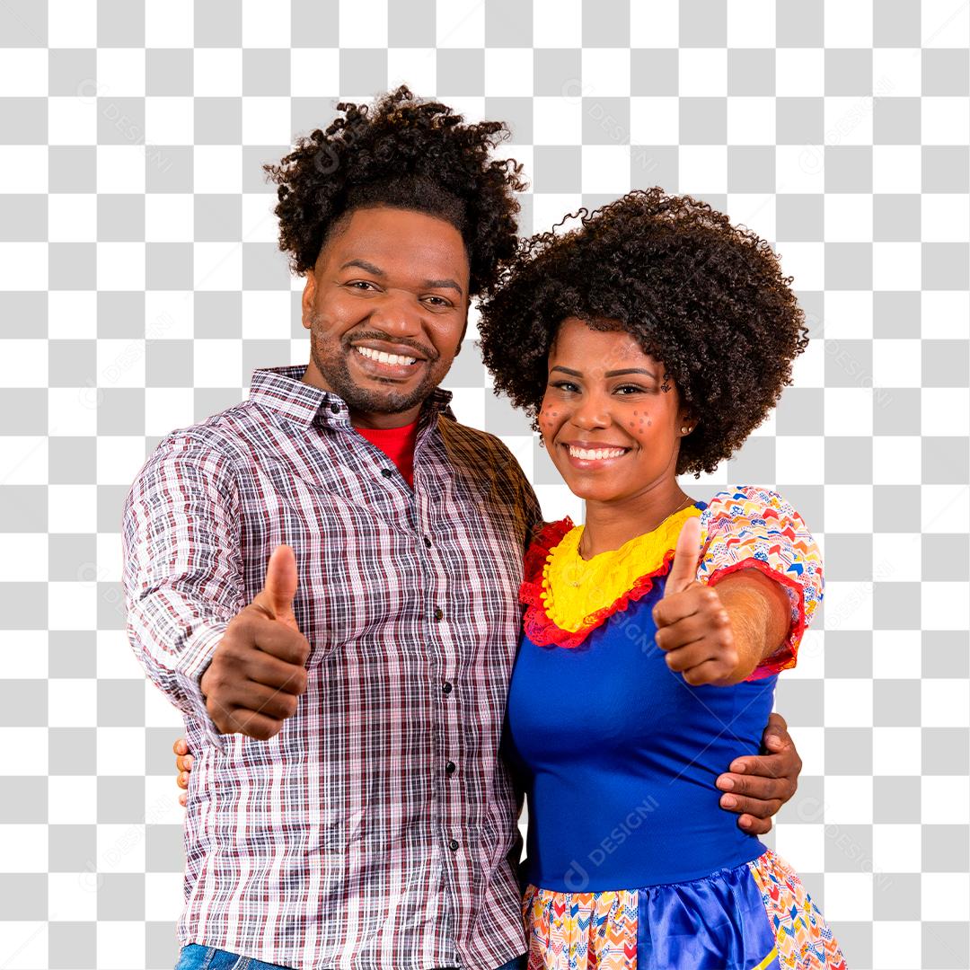 Jovem Casal Afro fazendo sinal de ok