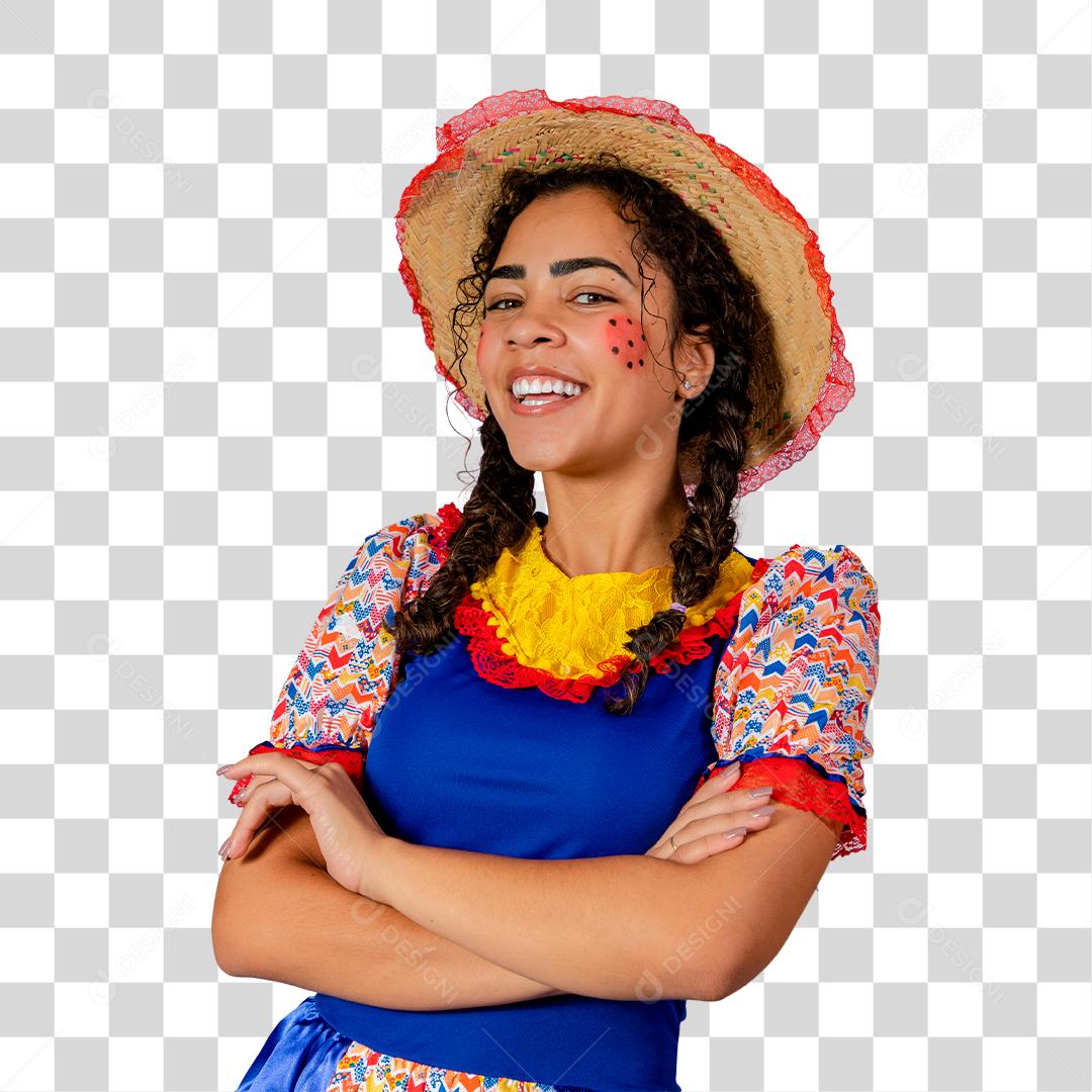 Linda mulher vestida com roupa de festa junina