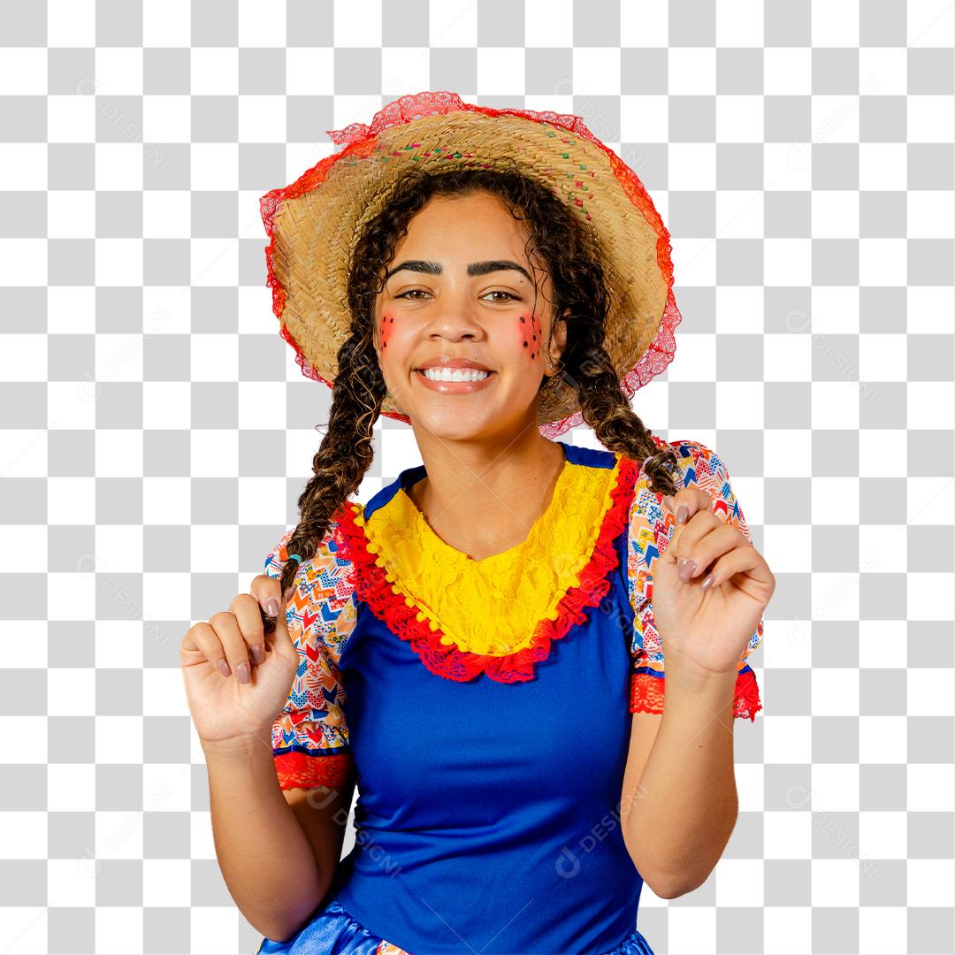 Mulher morena vestida para Festa Junina São João