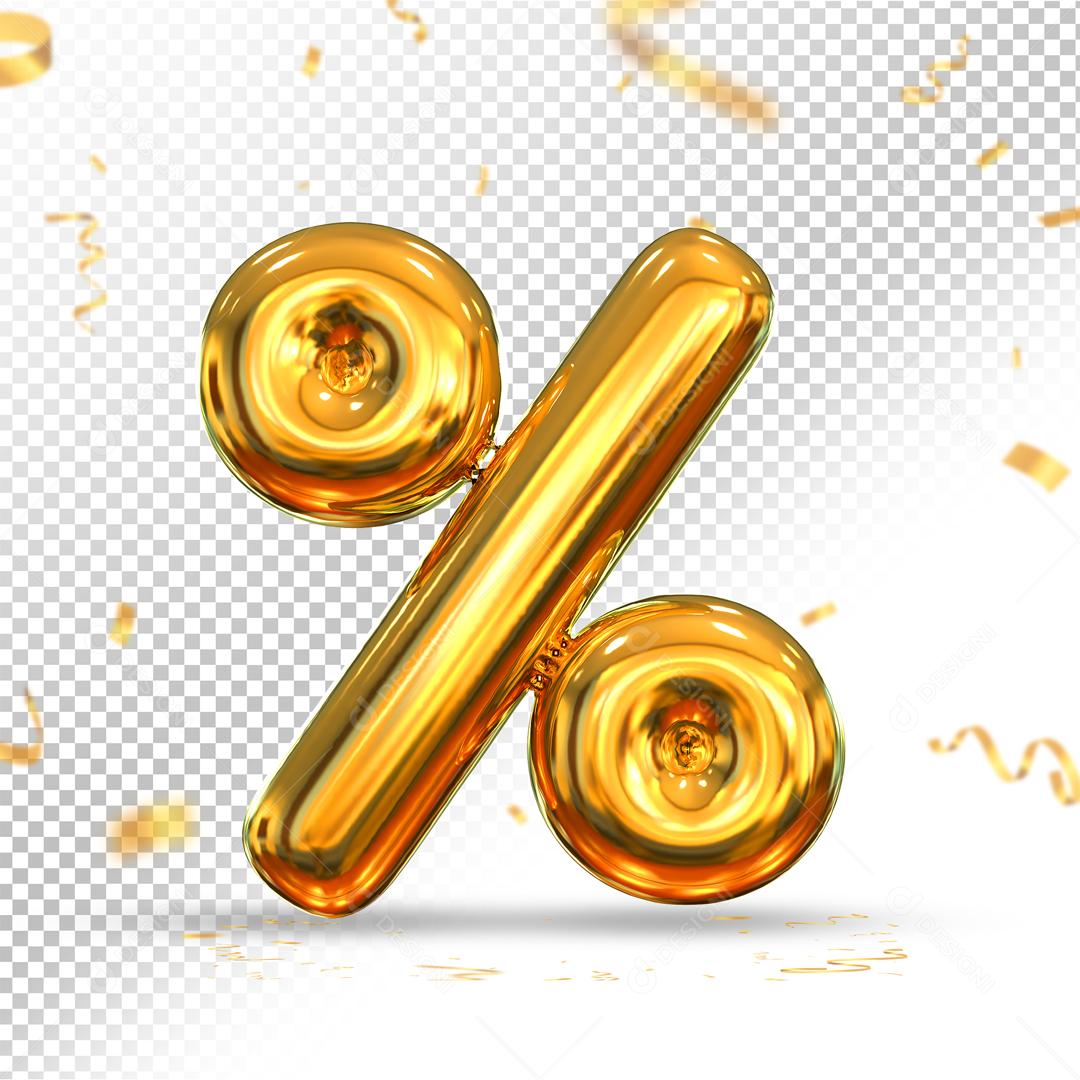 Porcentagem 3D Dourado Elemento Para Composição PSD