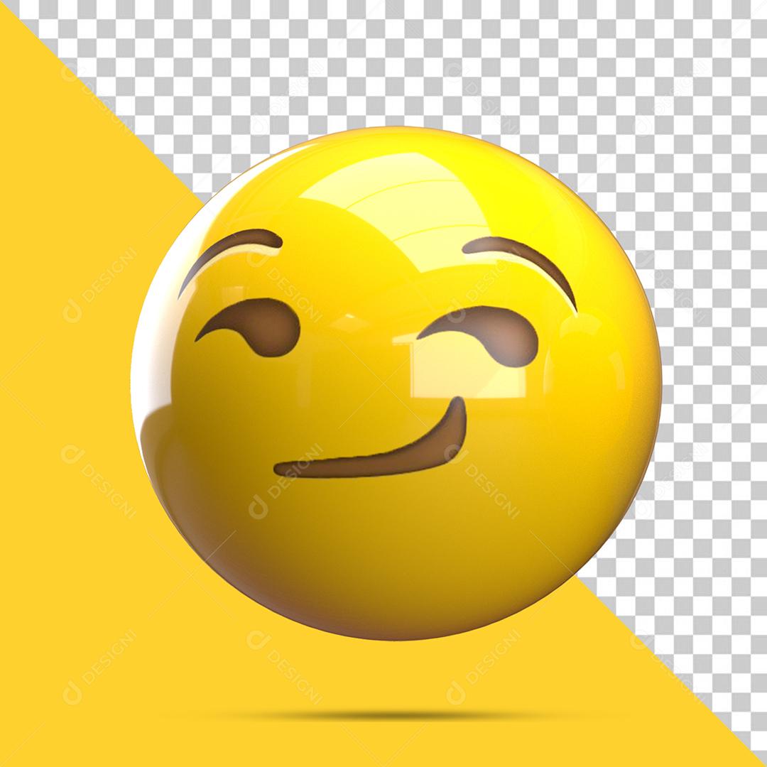 Emoji Com sorriso de Lado Elemento 3D Para Composição PSD