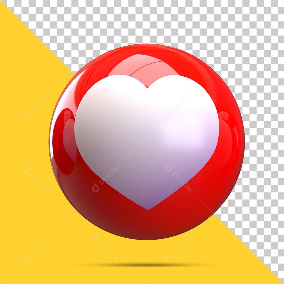 Emoji Like Coração Elemento 3D Para Composição PSD