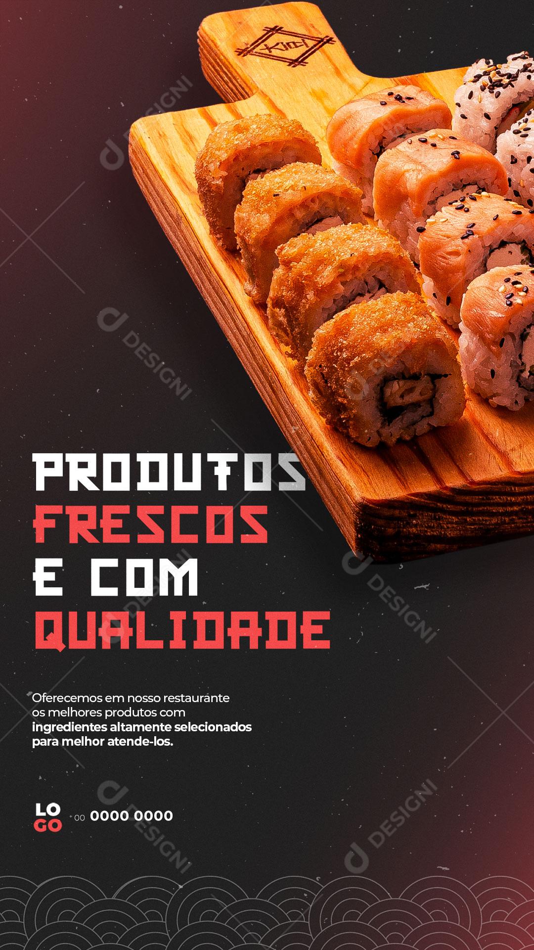 Story Restaurante Comida Japonesa Sushi Sashimi Temaki Social Media PSD Editável