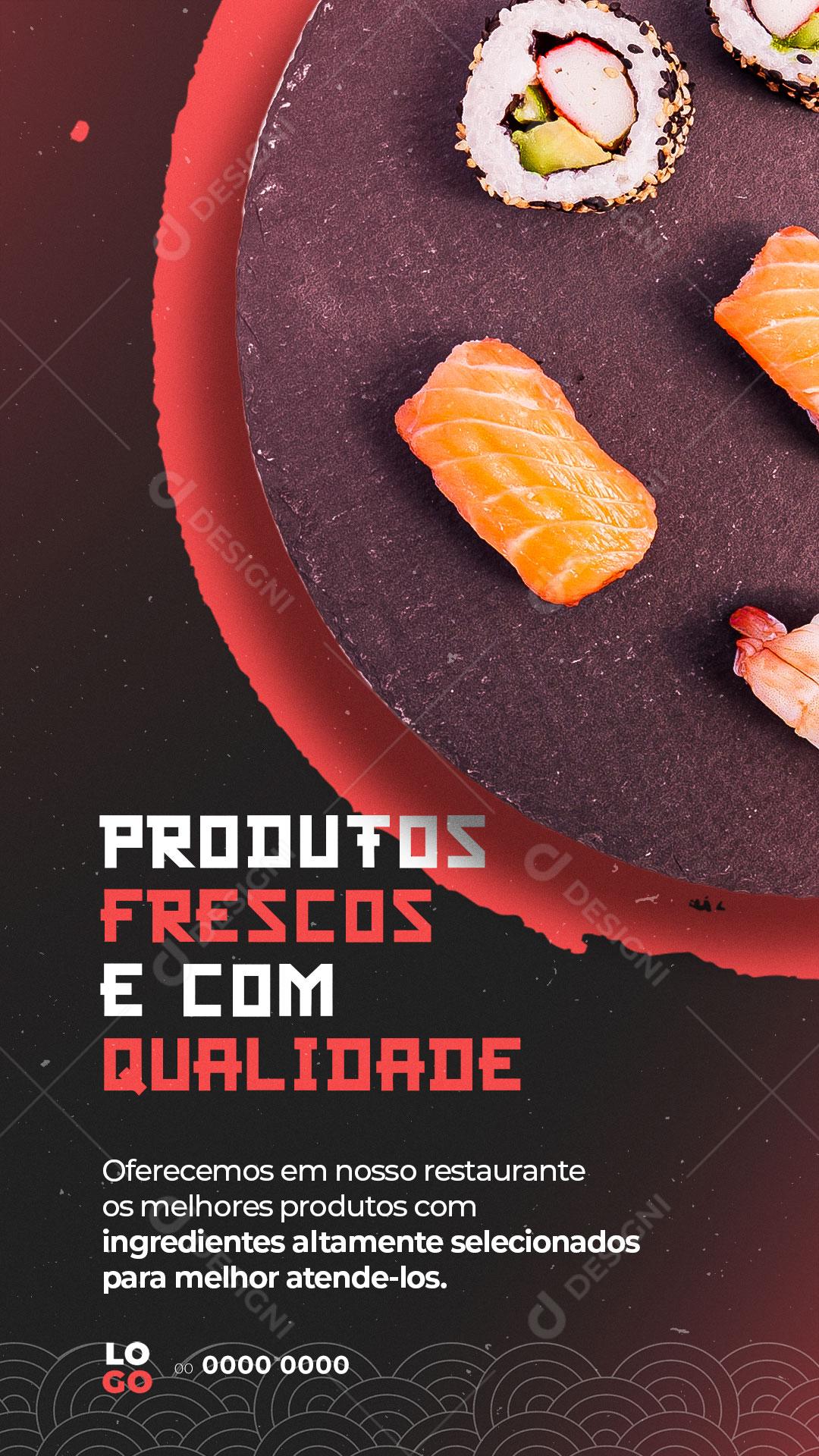 Social Media Story Restaurante Comida Japonesa Sushi Sashimi PSD Editável