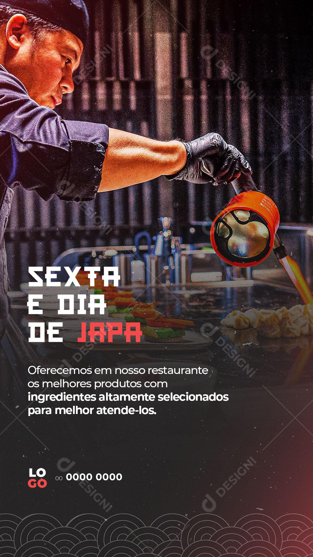 Story Restaurante Comida Japonesa Sexta é Dia de Japa Social Media PSD Editável