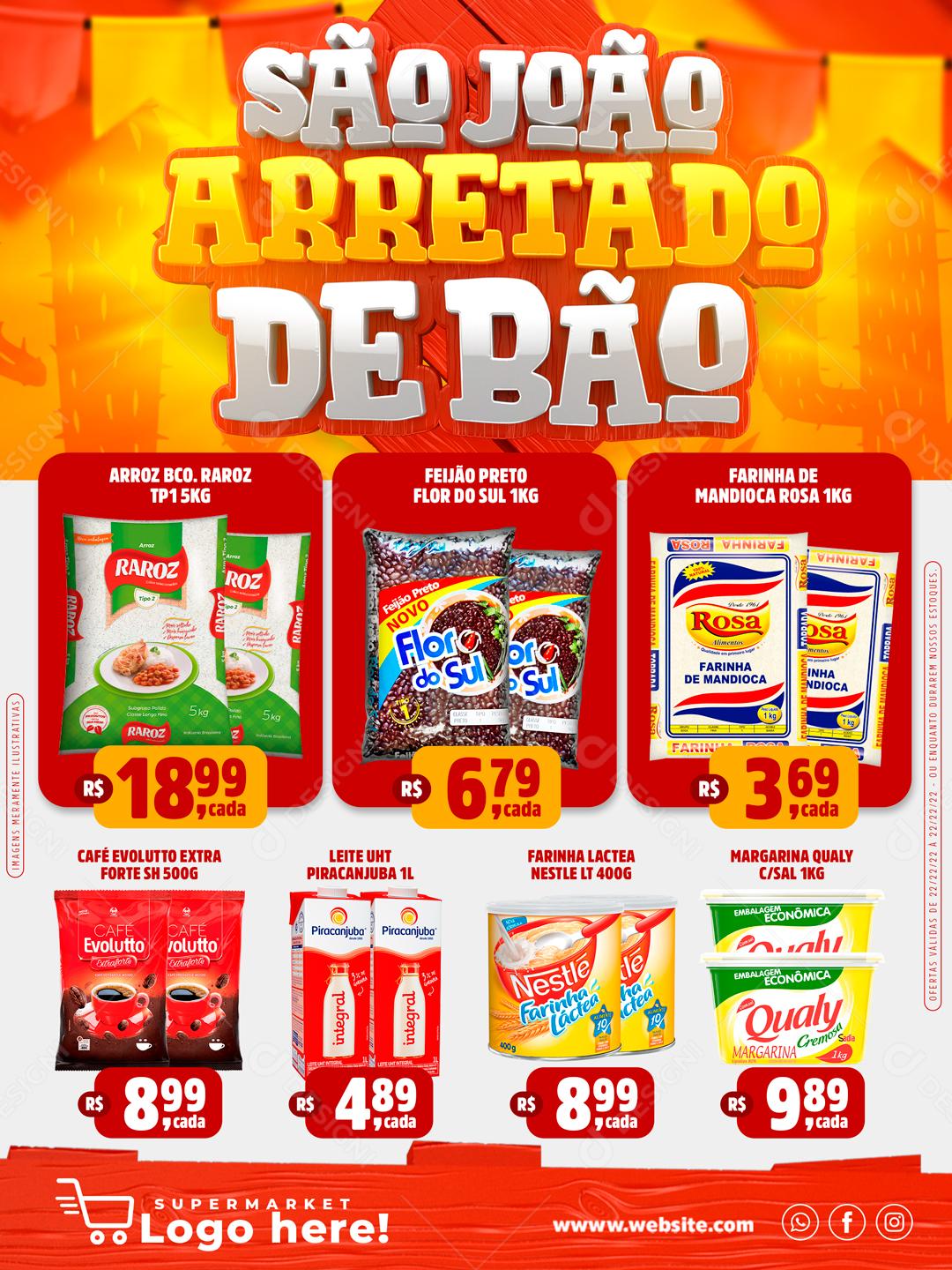 Encarte São João Arretado De Bão Encarte Social Media PSD Editável