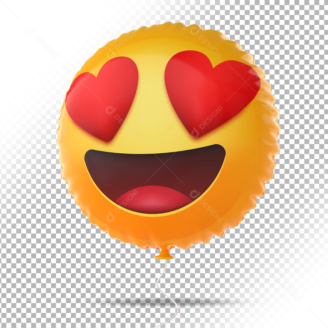 Elemento 3D Emoji Feliz Com Olhos De Coração Para Composição PSD