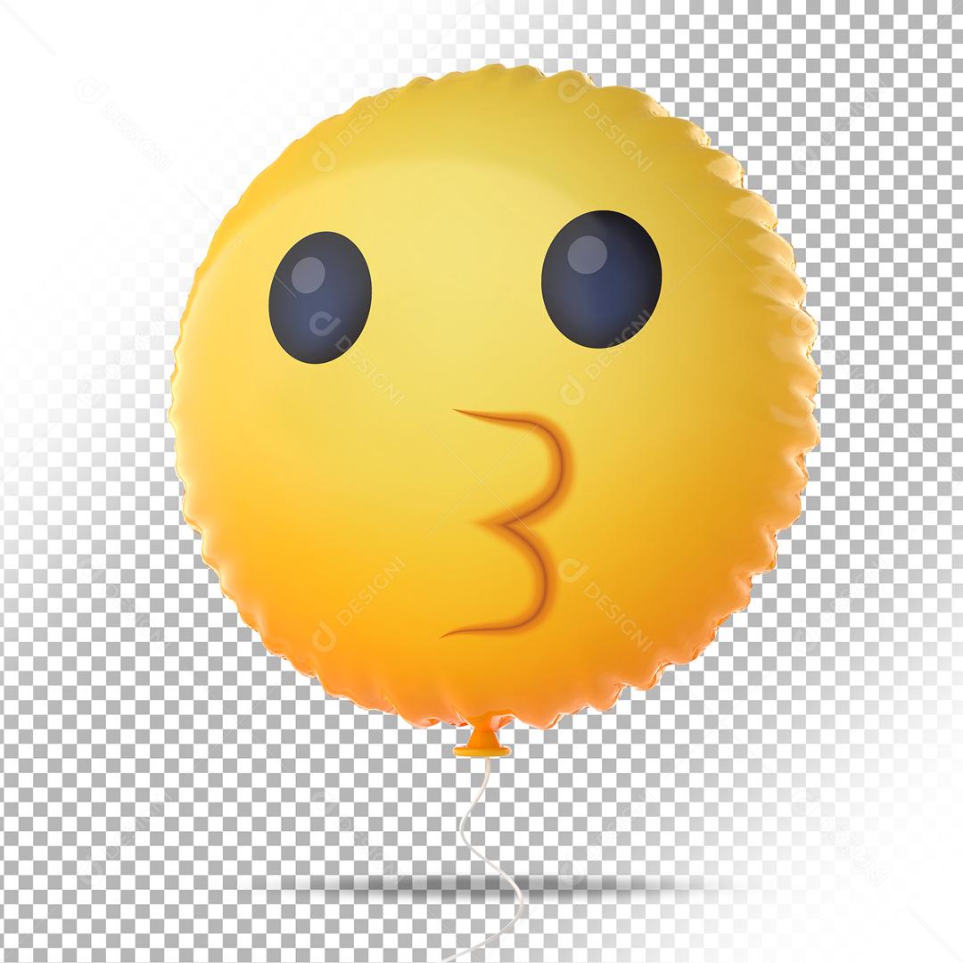 Elemento 3D Emoji Dando Beijo Para Composição PSD