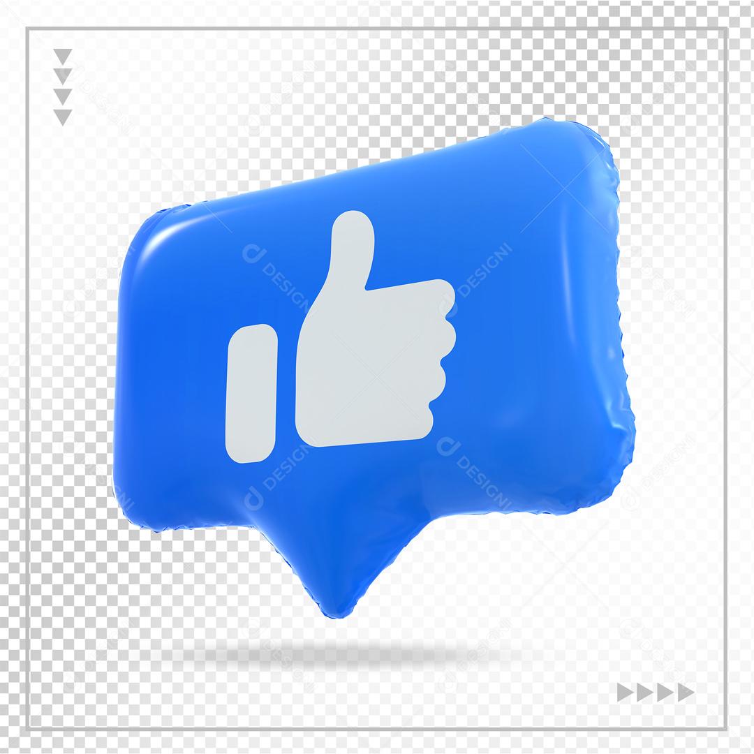 Ícone 3D Azul Like PSD