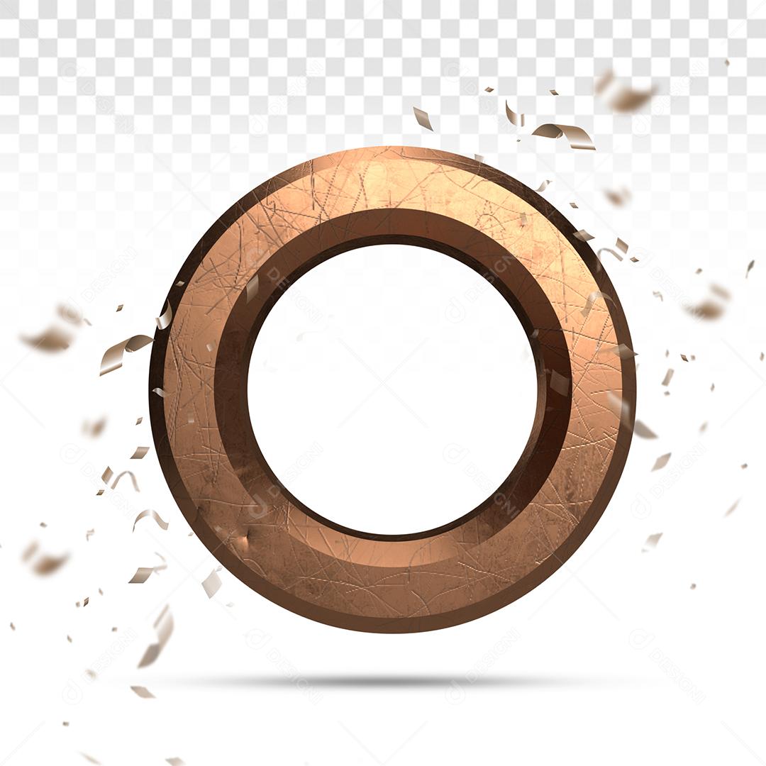 Número 3D 0 de Cobre Para composição PSD