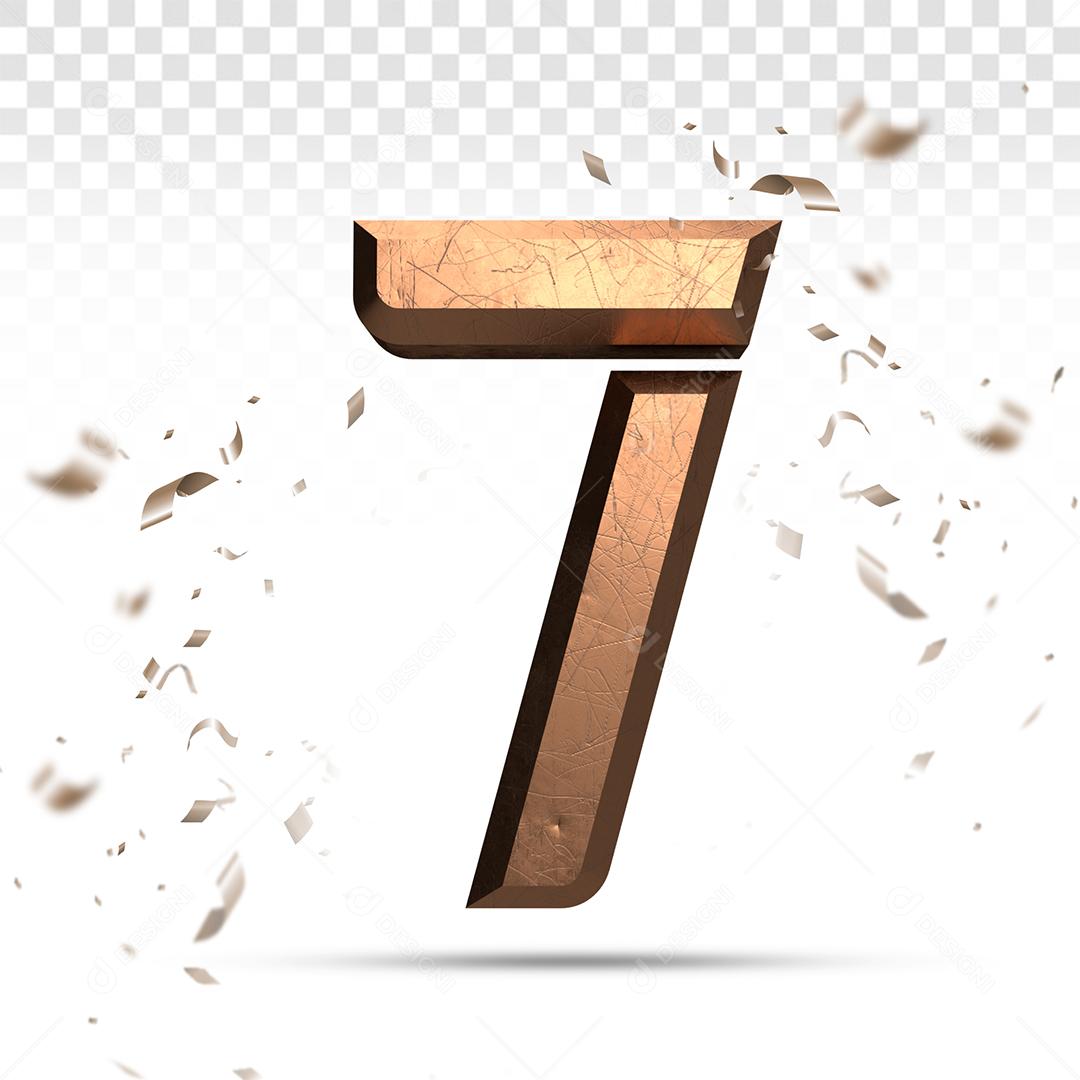 Número 3D 7 de Cobre Para composição PSD