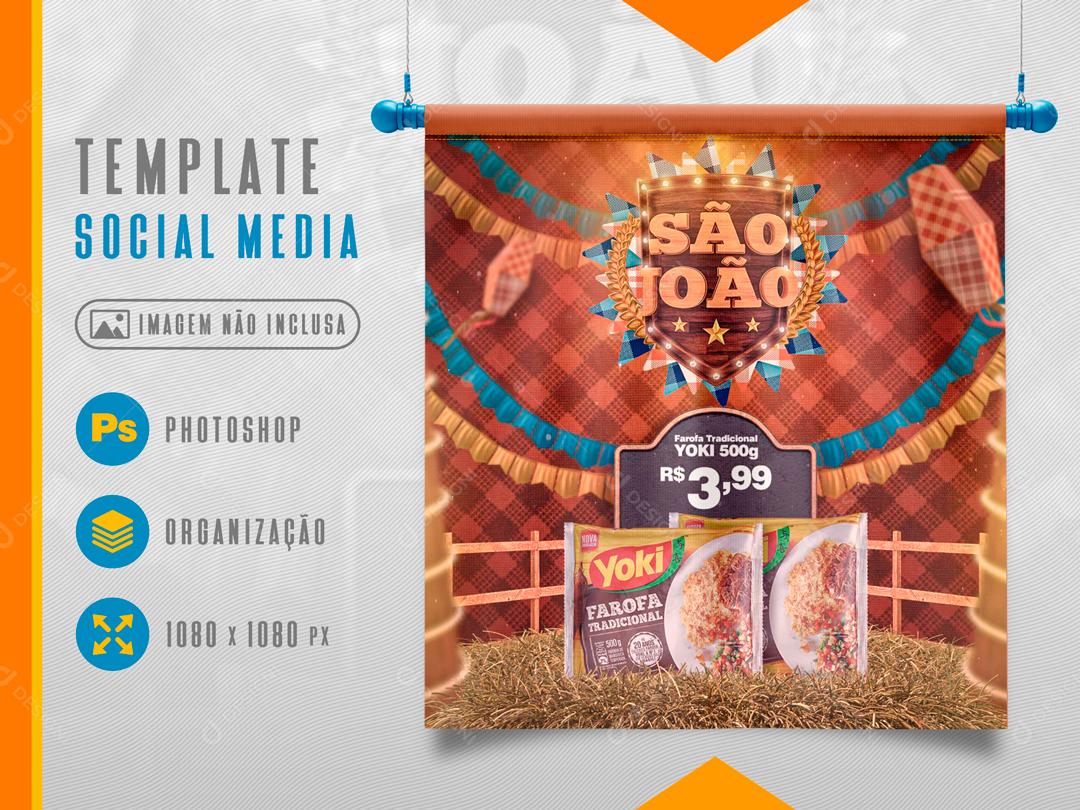 Social Media Promoção São João Produtos PSD Editável