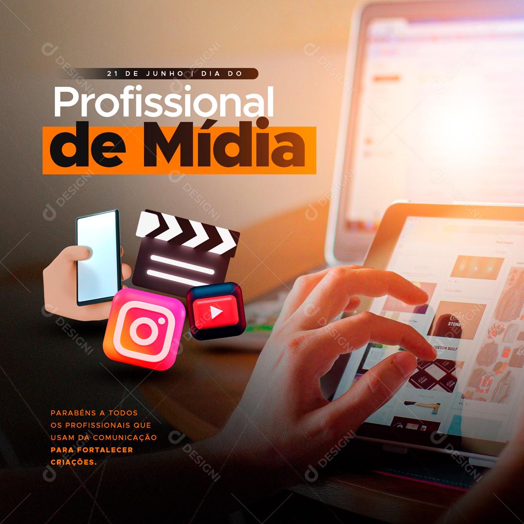 Profissional De Media Dia 21 De Junho Social Media PSD Editável