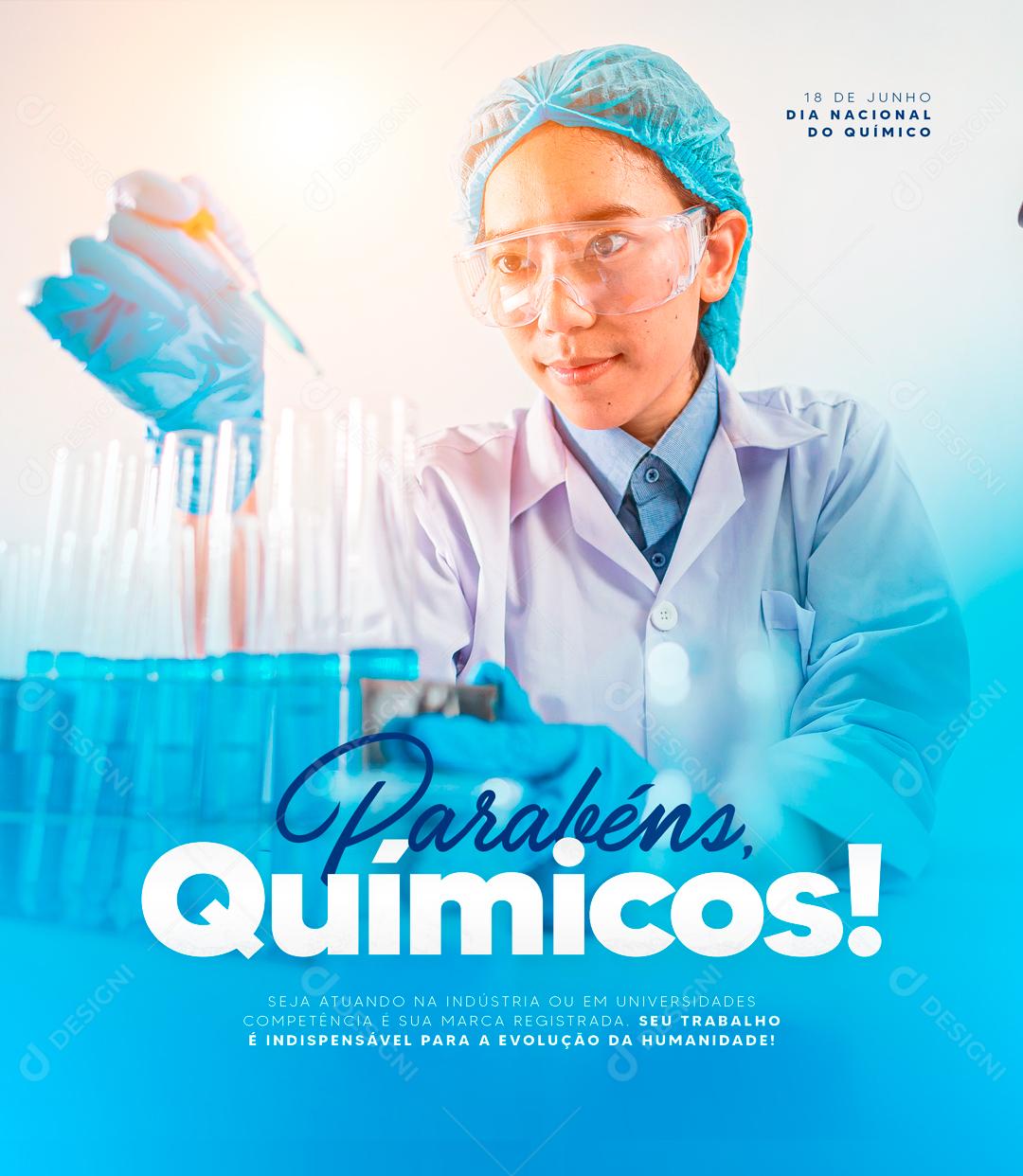 Parabéns Químicos 18 De Junho Data Comemorativa Social Media PSD Editável