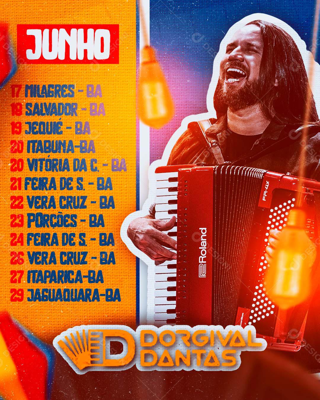 Flyer Agenda Junho Dorgival Dantas Social Media PSD Editável