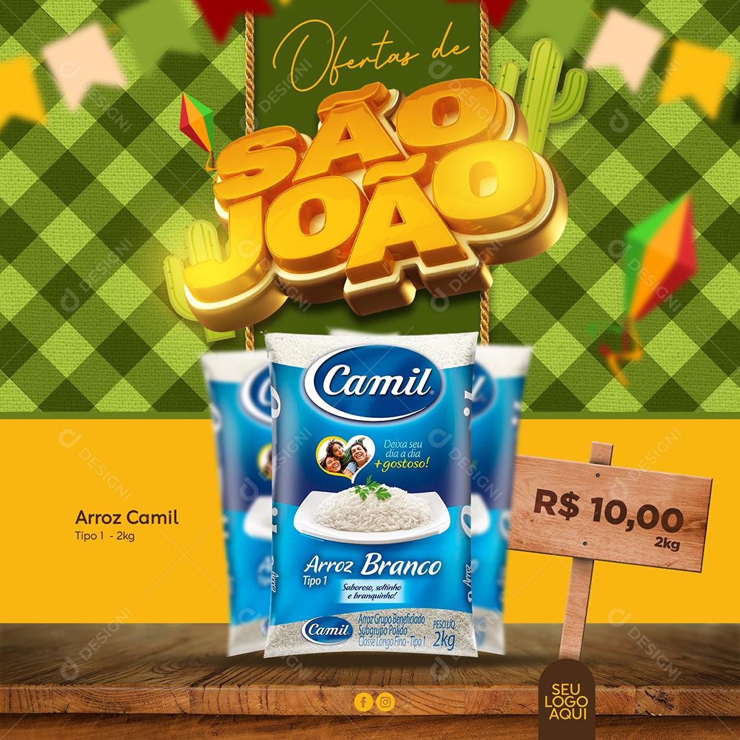 Social Media Ofertas de São João Arroz Supermercado PSD Editável