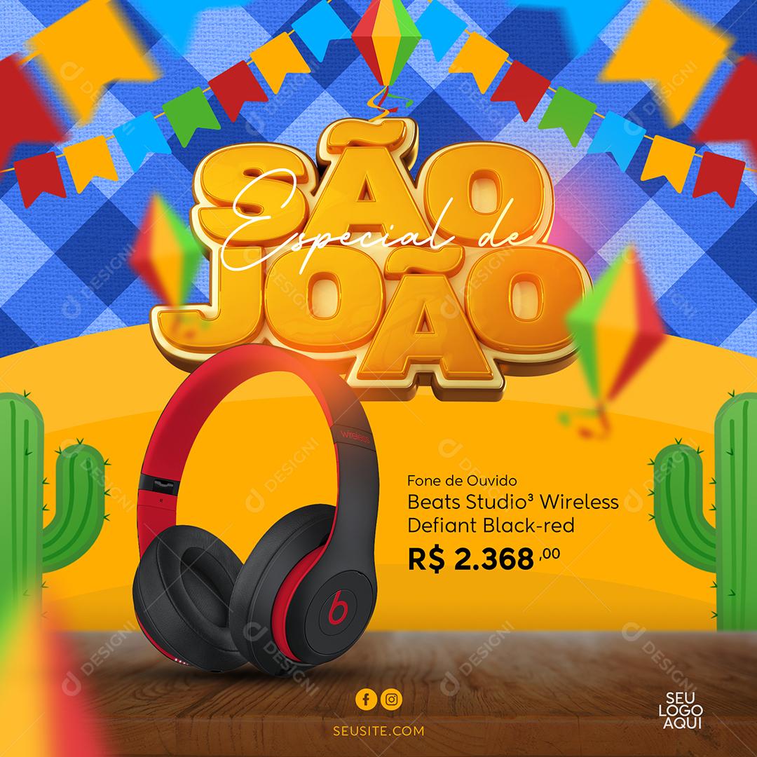 Social Media Especial de São João Fone de Ouvido Eletrônicos PSD Editável