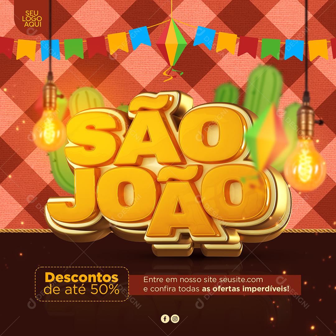 Social Media São João Descontos de Até 50% Lojas PSD Editável