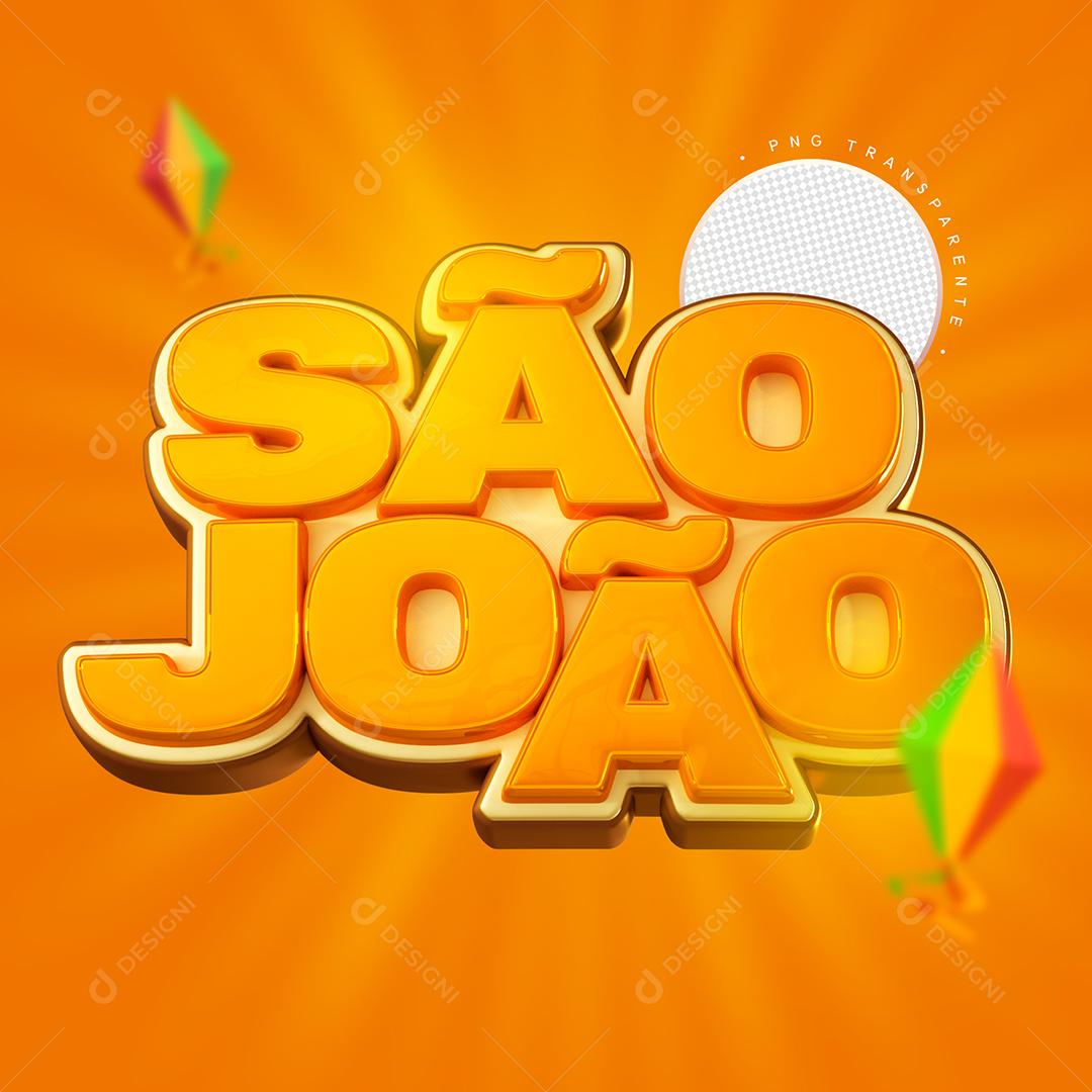 São João Laranjado Selo 3D Para Composição PSD