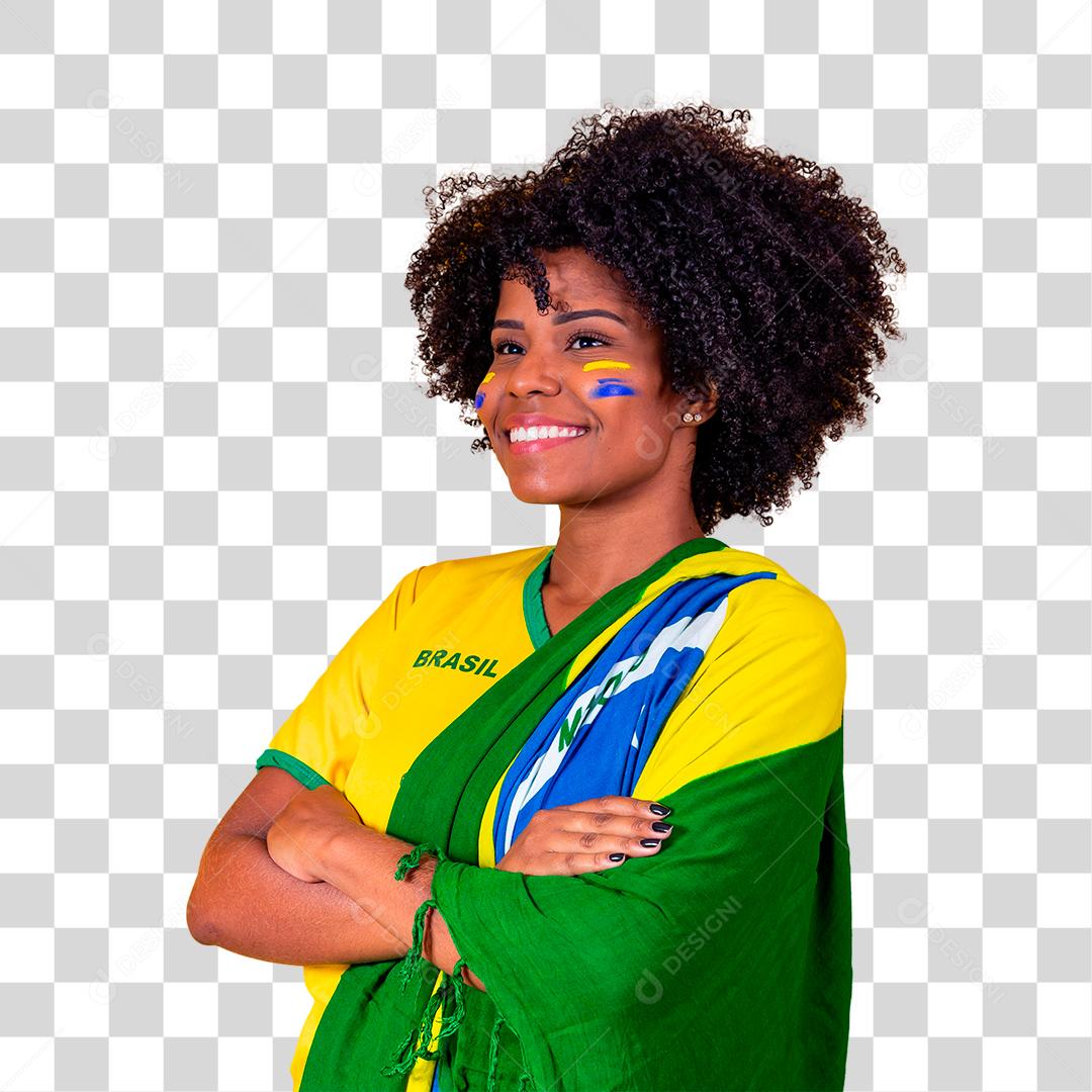 Fã brasileira vestindo a bandeira brasileira