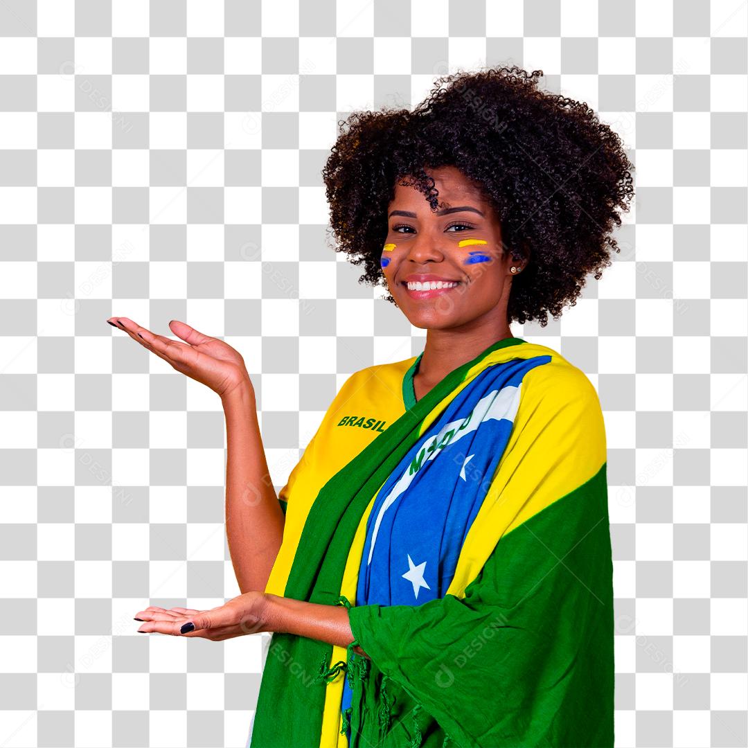Brazilian fan wearing the Brazilian flag