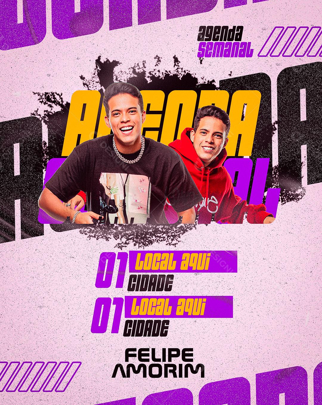 Social Media Agenda Semanal Felipe Amorim Flyer PSD Editável