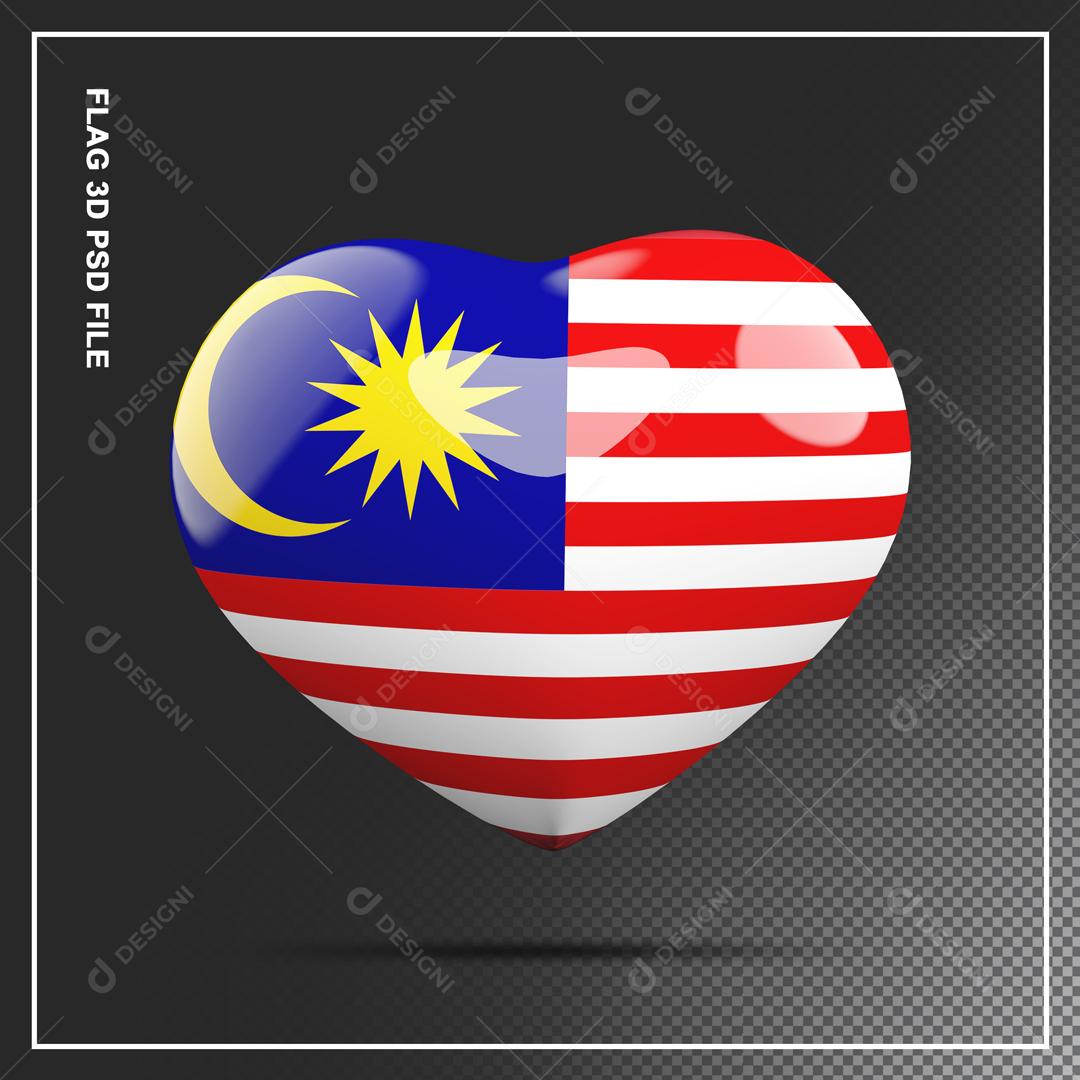 Coração da Malásia 3D Elemento para Composição PSD