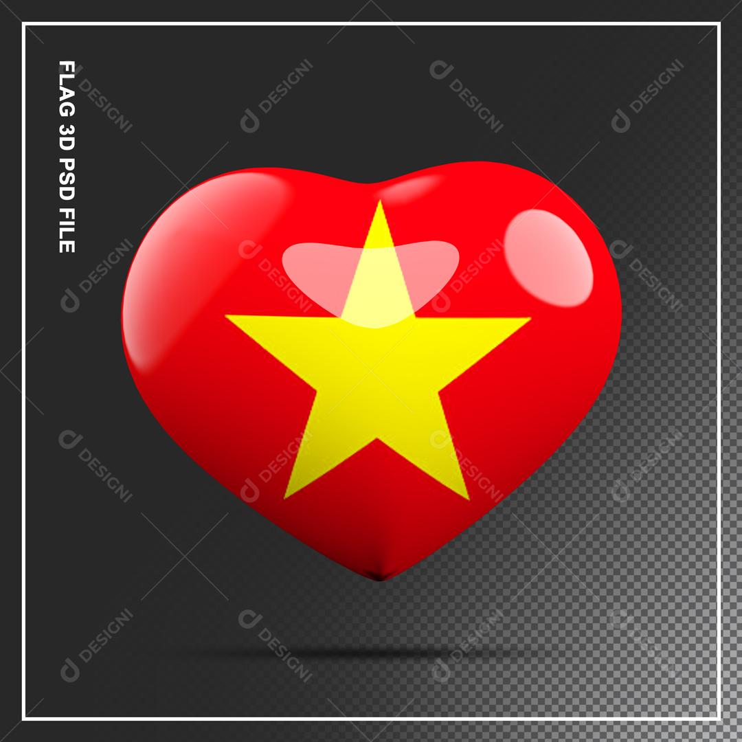 Coração do Vietname 3D Elemento para Composição PSD