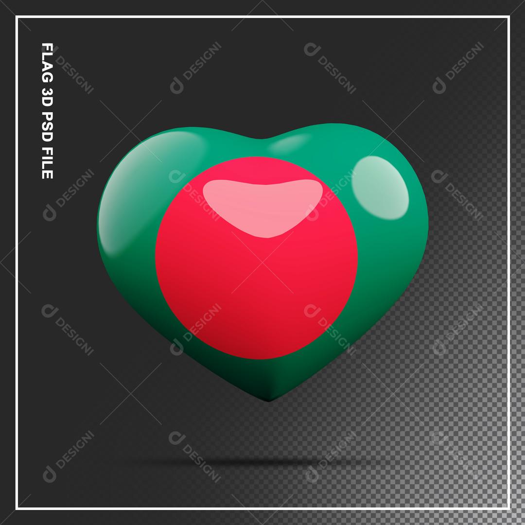 Coração do Bangladesh 3D Elemento para Composição PSD