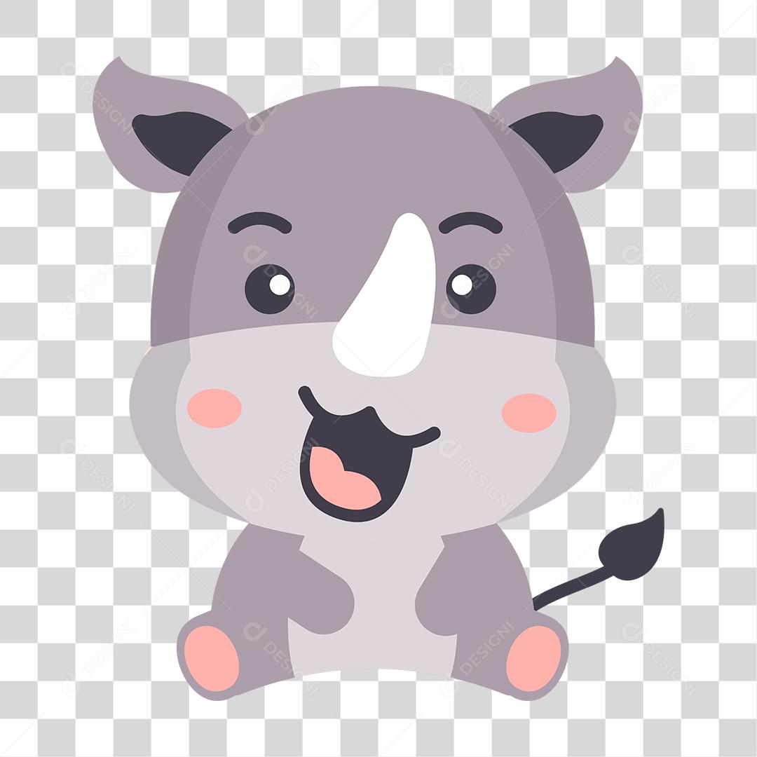 Desenho de filhote de rinoceronte PNG Transparente