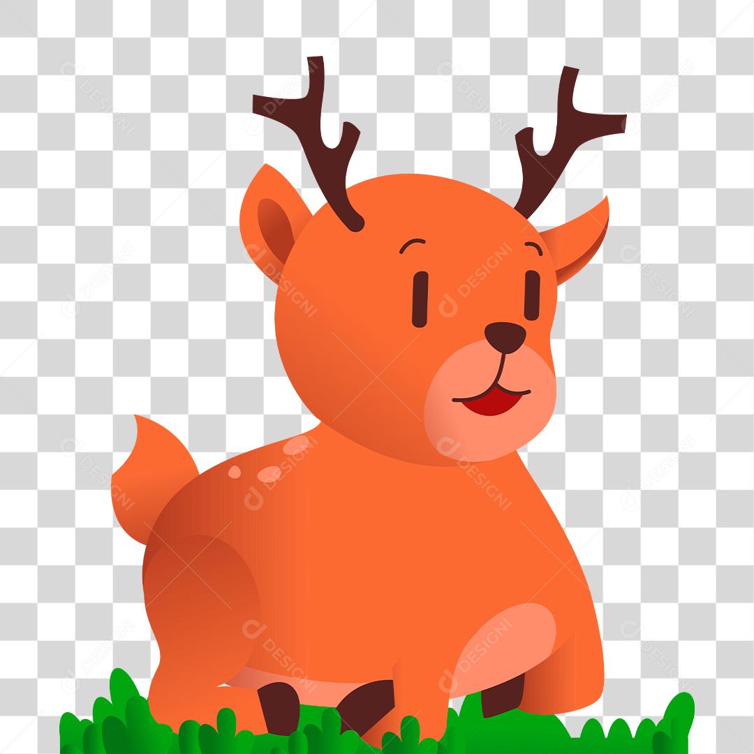 Desenho de cervo sobre na grama PNG Transparente
