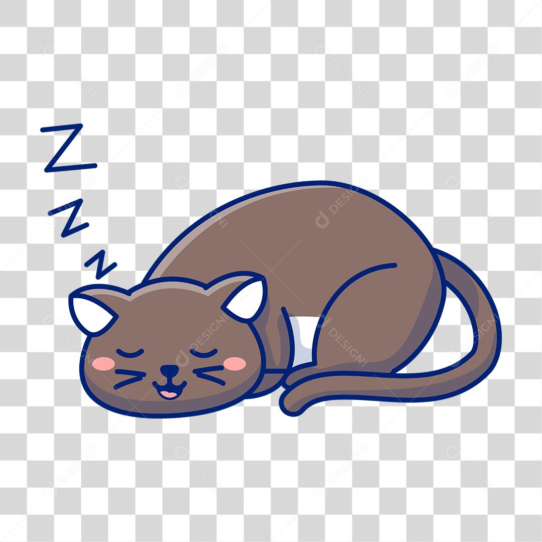 Desenho de gato deitado dormindo PNG Transparente