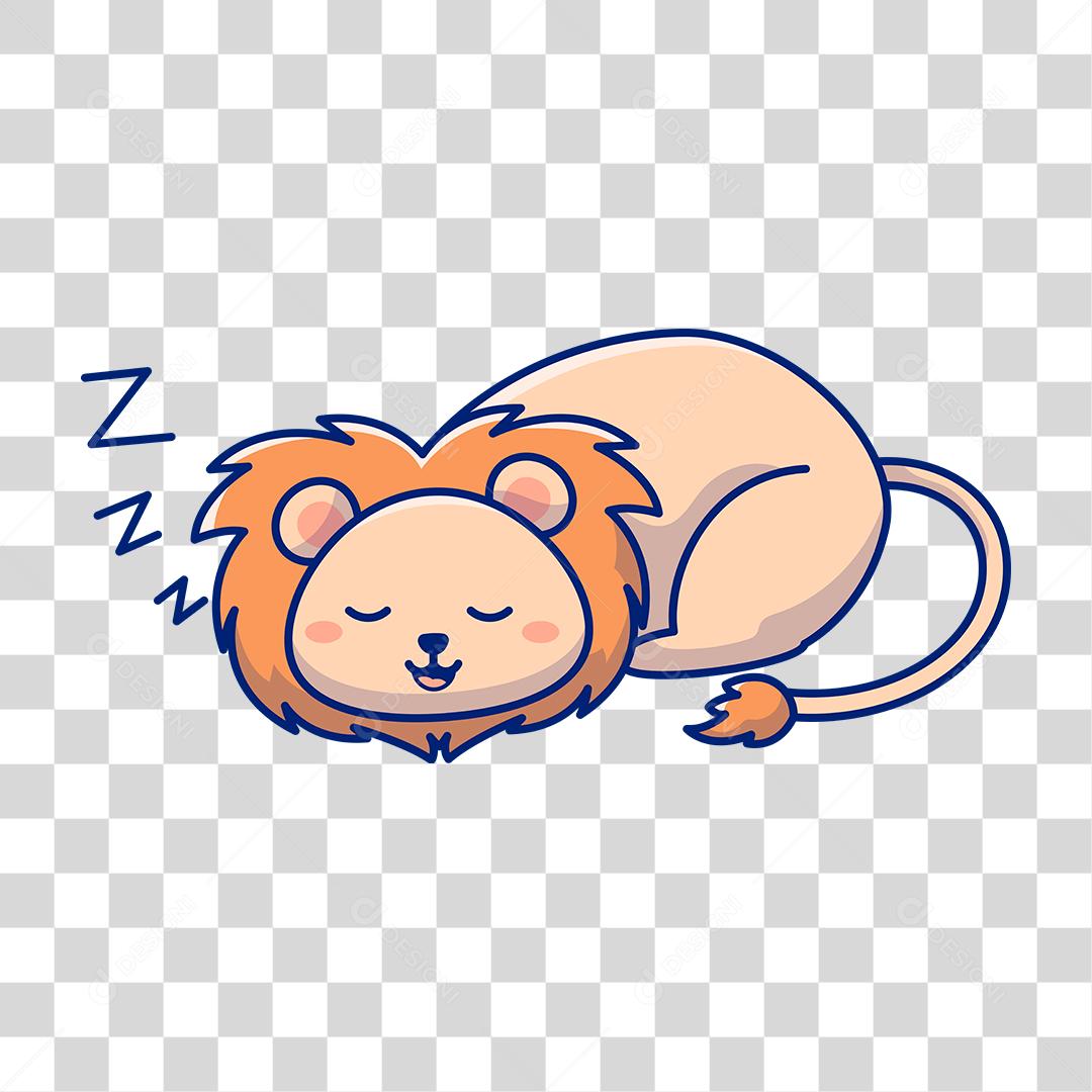 Desenho de filhote de leão deitado PNG Transparente