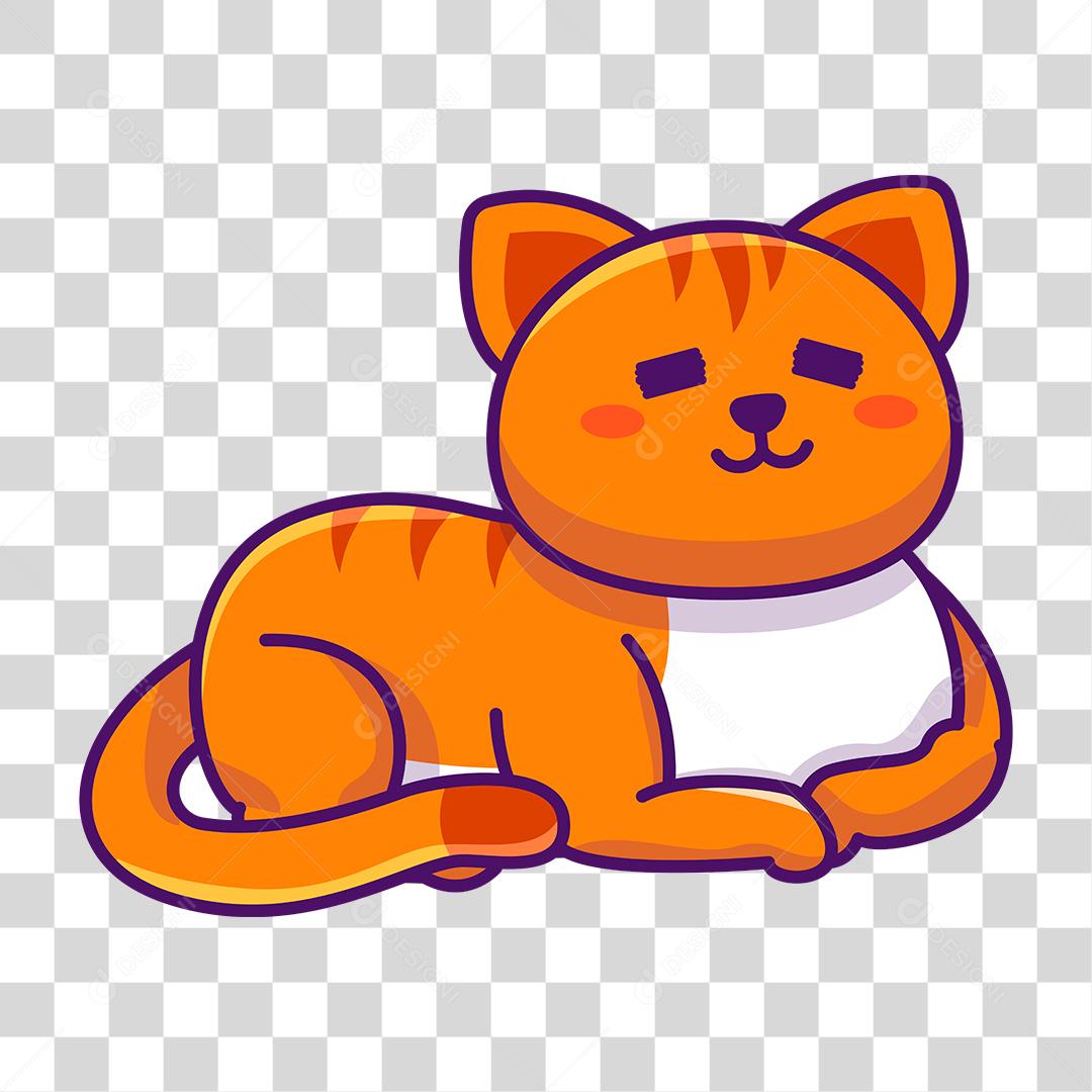 Desenho de gato deitado PNG Transparente