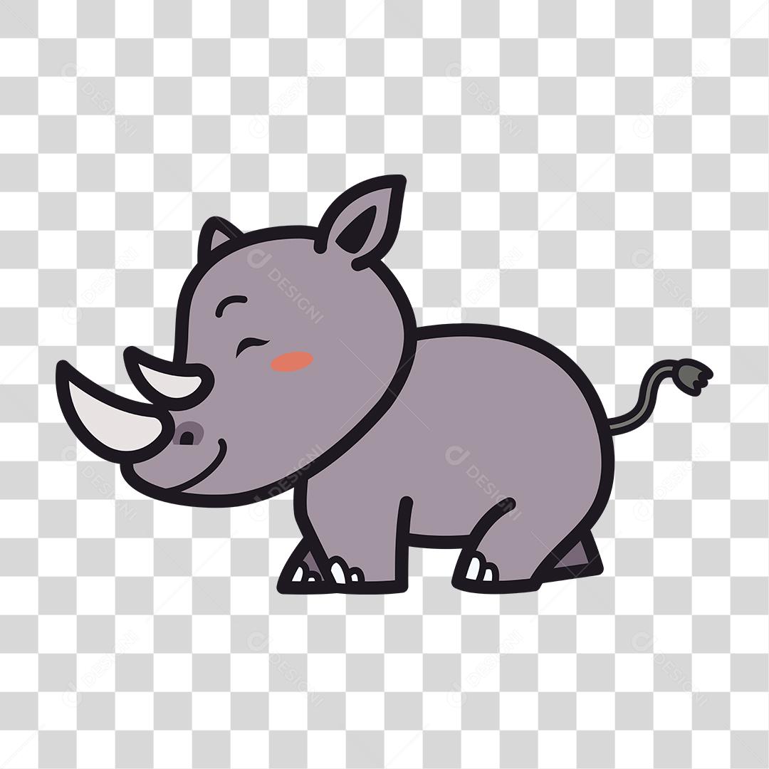 Desenho de filhote de rinoceronte PNG Transparente