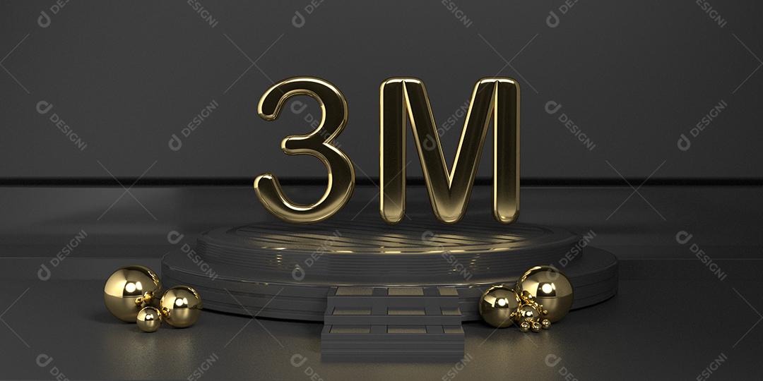 Background  3 Milhões de Seguidores fundo Cinza PSD