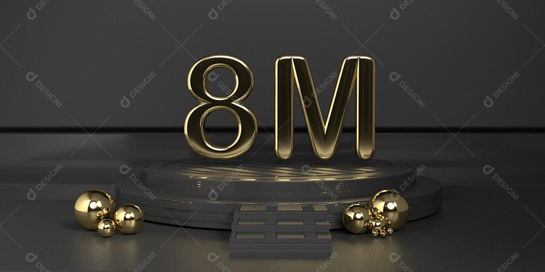 Background  8 Milhões de Seguidores fundo Cinza PSD