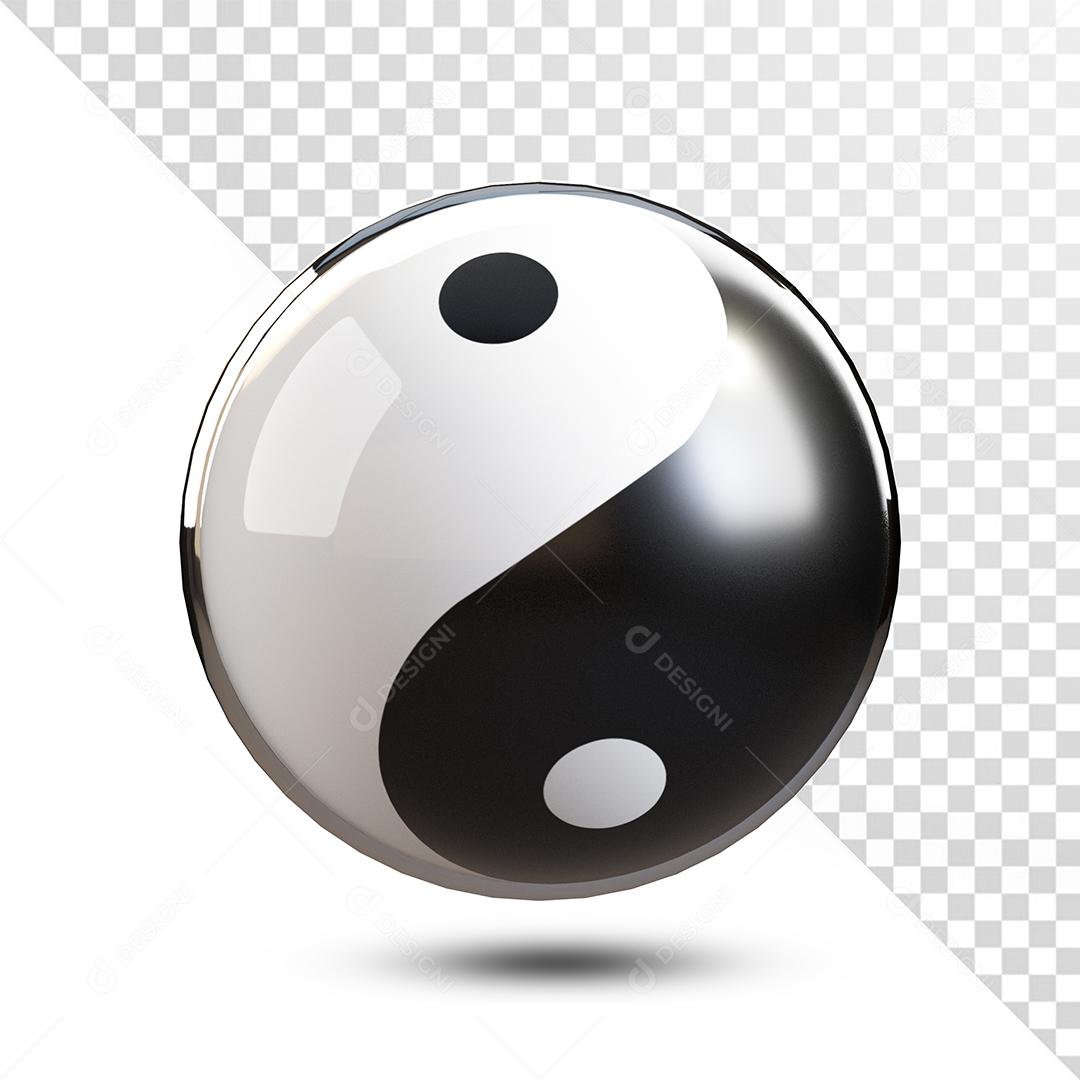 Yin Yang Símbolo 3D Elemento Para Composição PSD