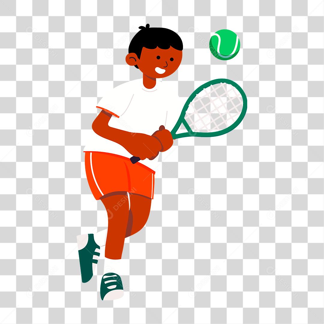 Desenho de homem segurando raquete tenis
