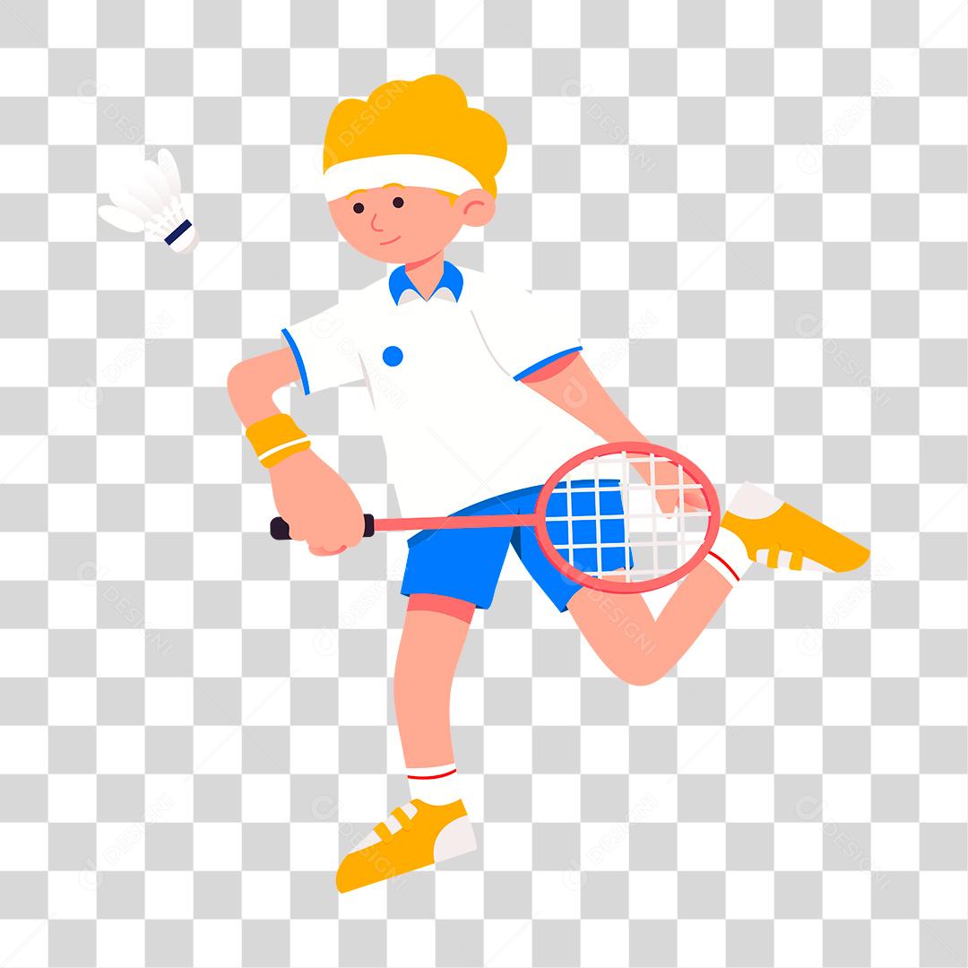Desenho de homem segurando raquete tenis