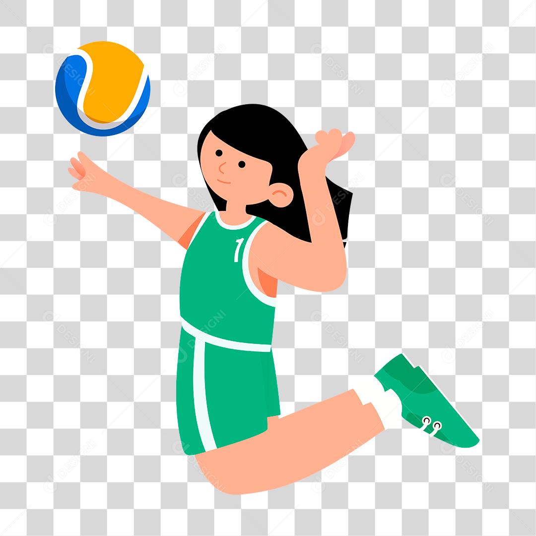 Desenho de Mulher jogando volei