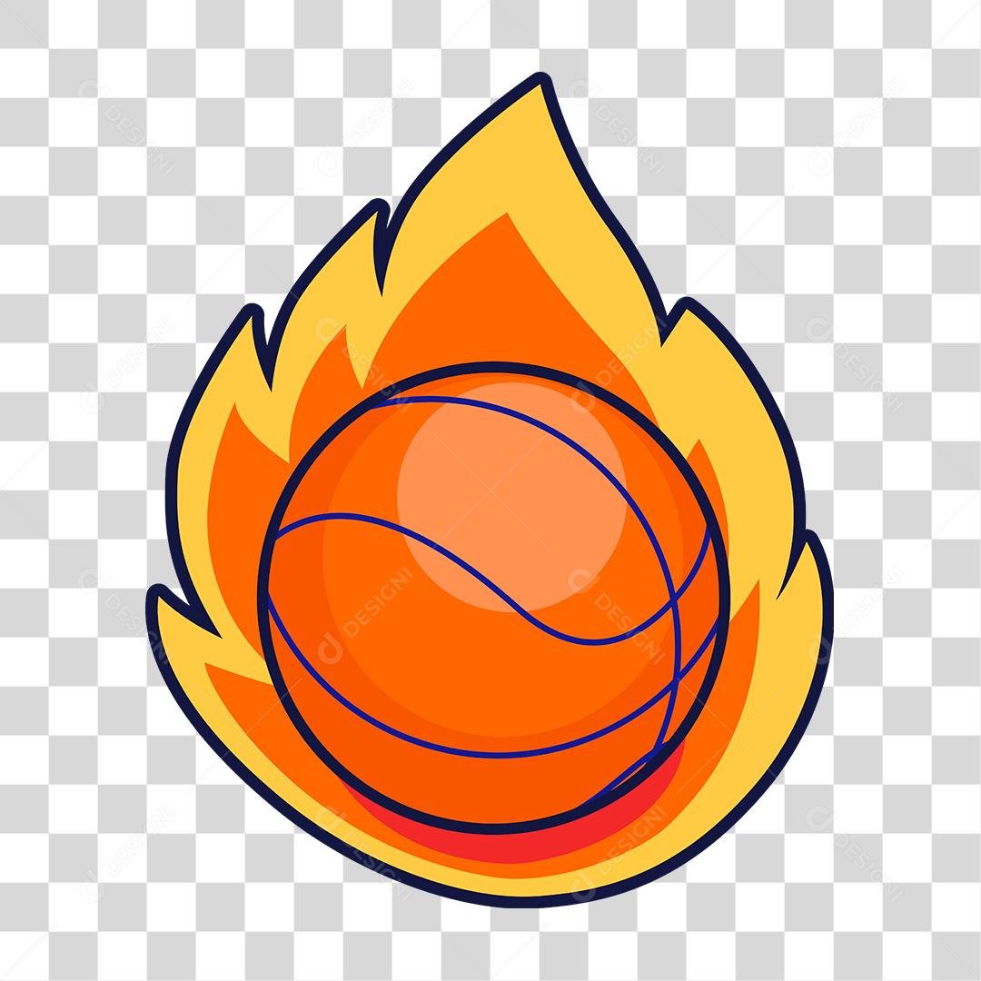 Desenho de fogo bola basquete força esporte