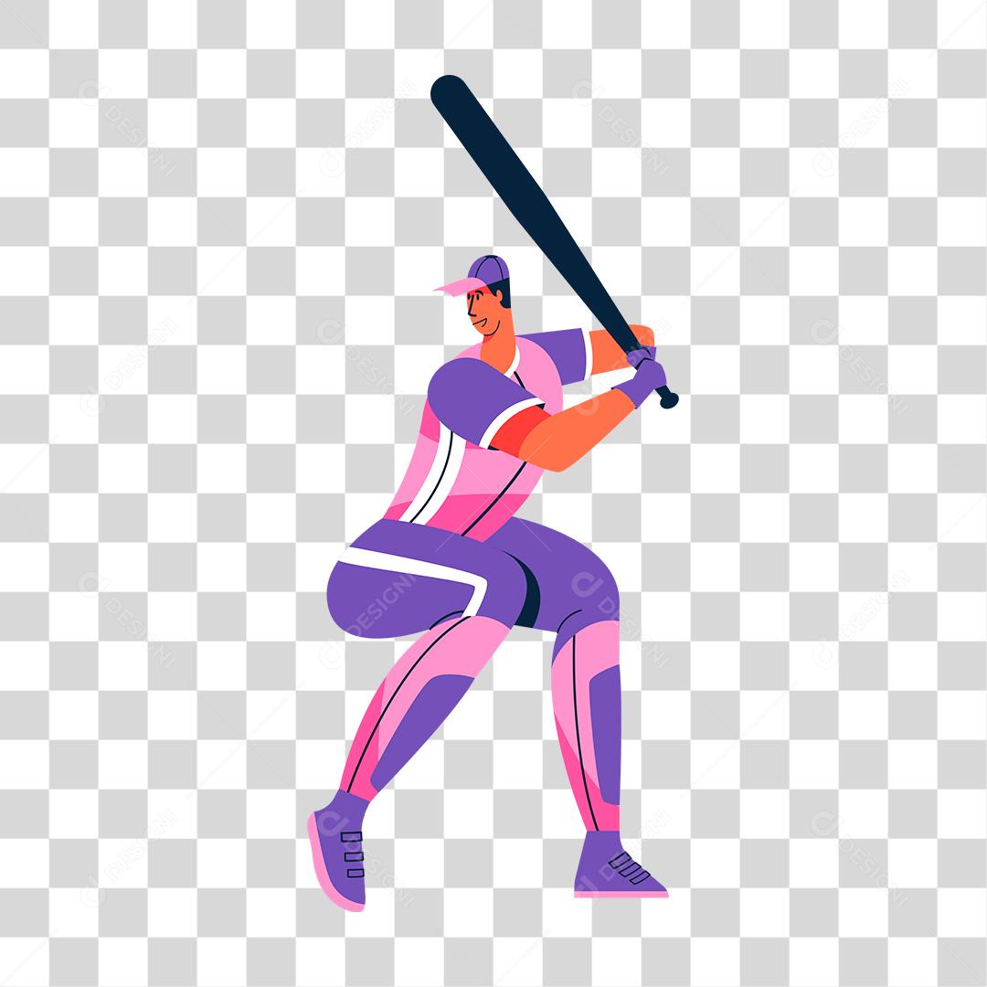 Desenho de homem segurando taco de beisebol