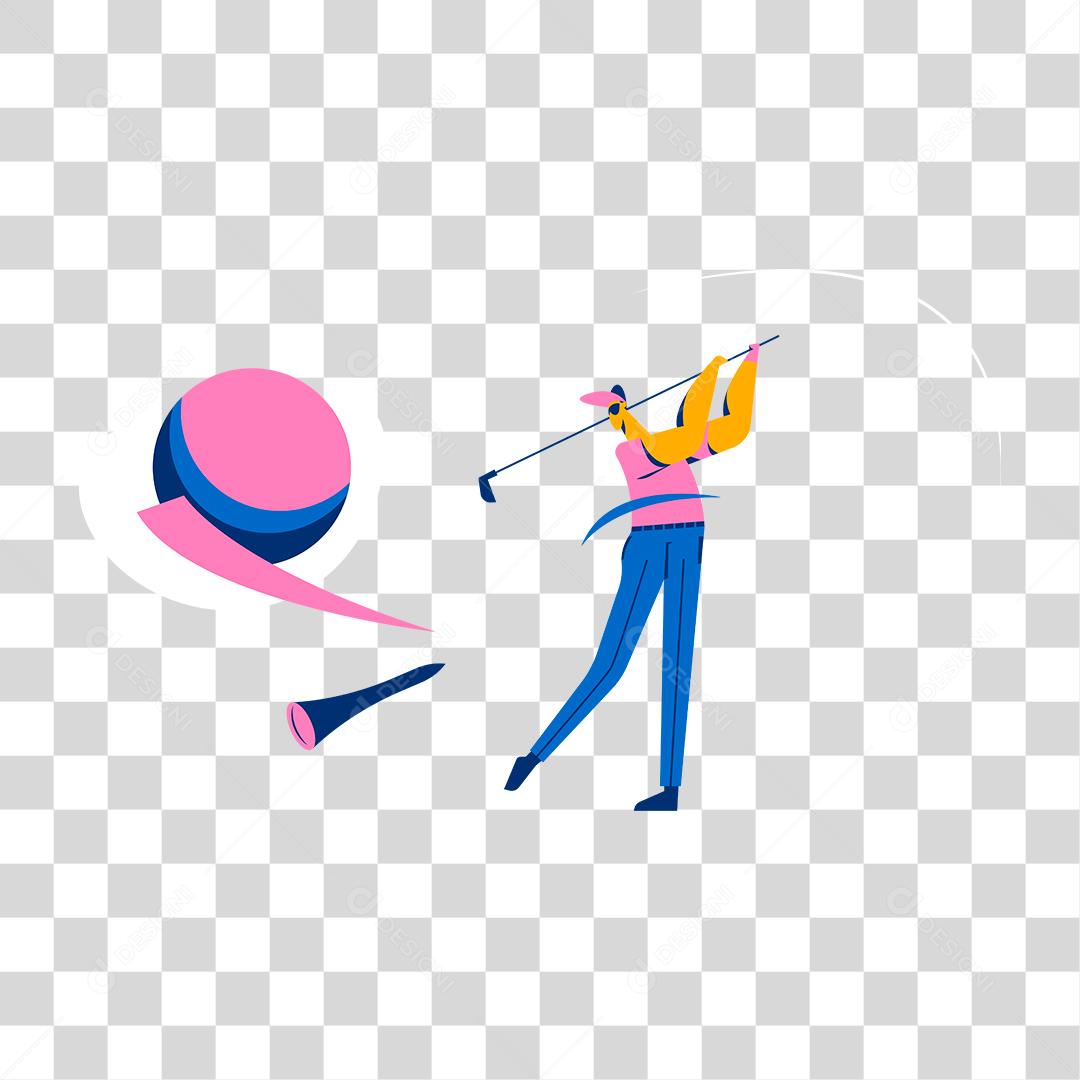 Desenho de homem praticando esporte golf